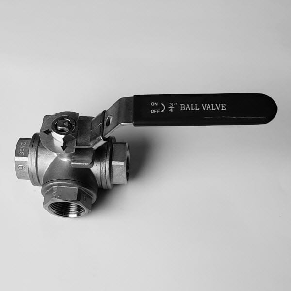 3 Way L Port Valve, SS 316